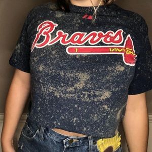 Bleached Atlanta Braves Crop T-Shirt